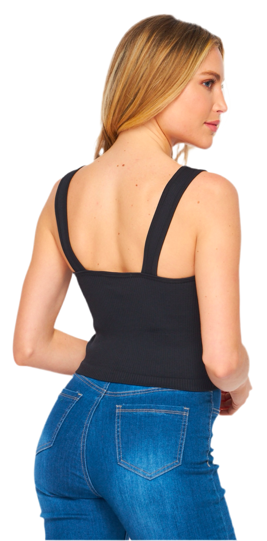 Black Ribbed Crop Top