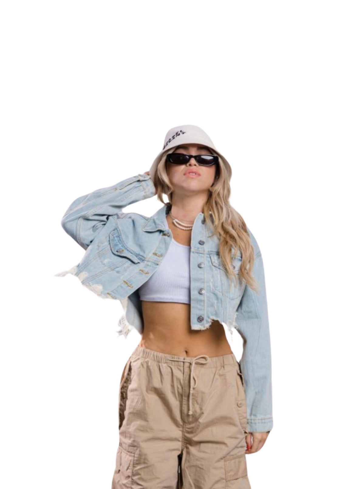 Take It Easy Teddy Cropped Denim Jacket