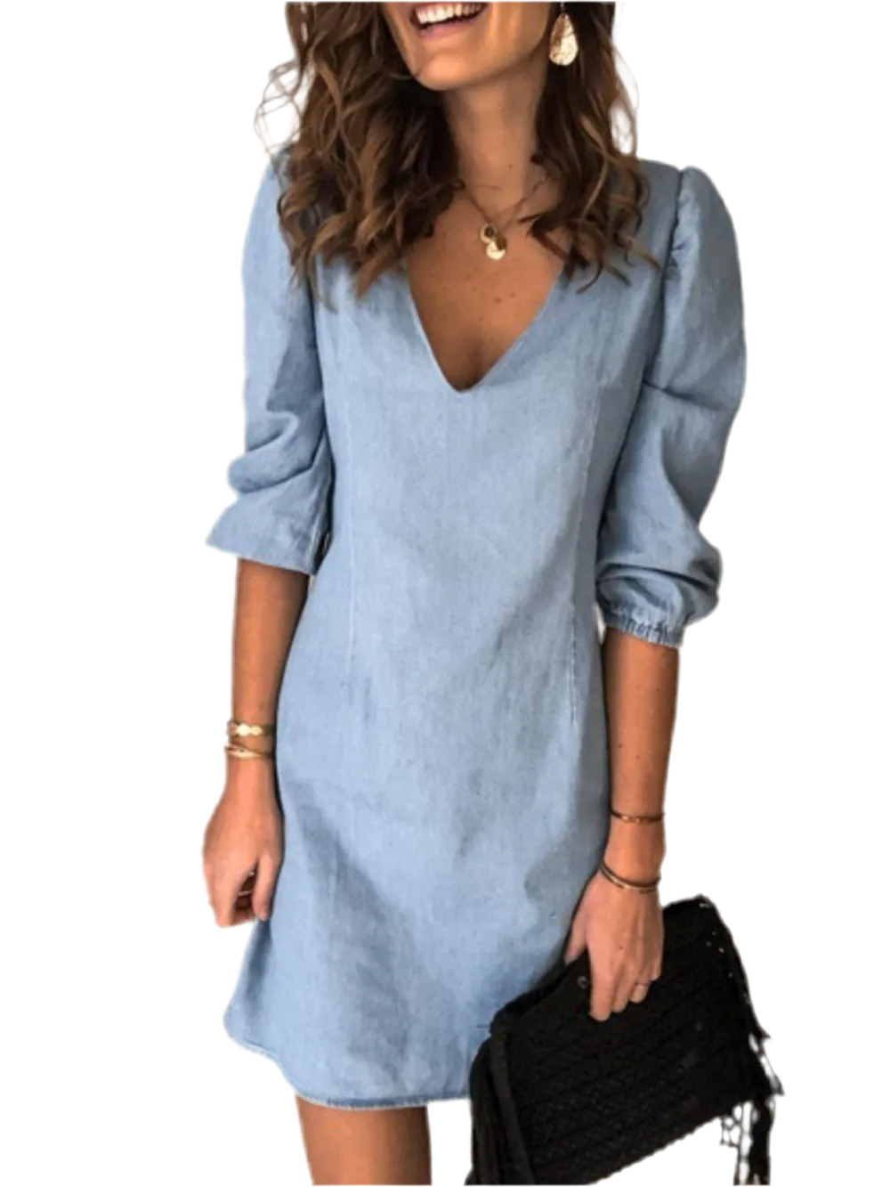 V Neck Half Sleeve Dress
