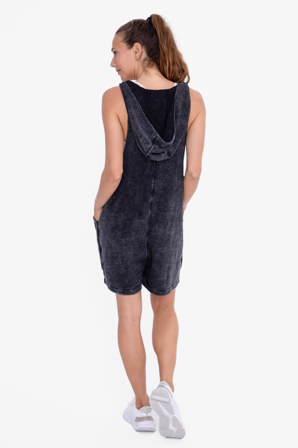 Black Mineral Wash Jumper with hood