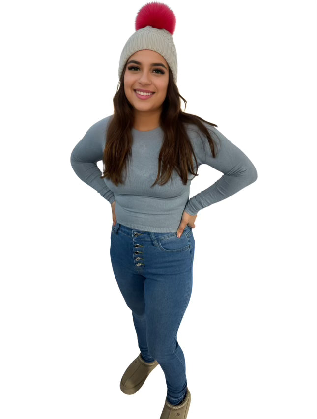 Slate Blue Sweater With Back Tie