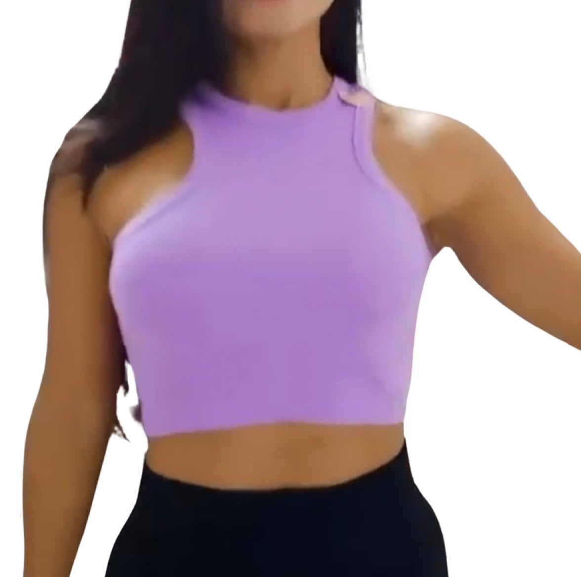 Lilac Ribbed Racer Back Cropped Top