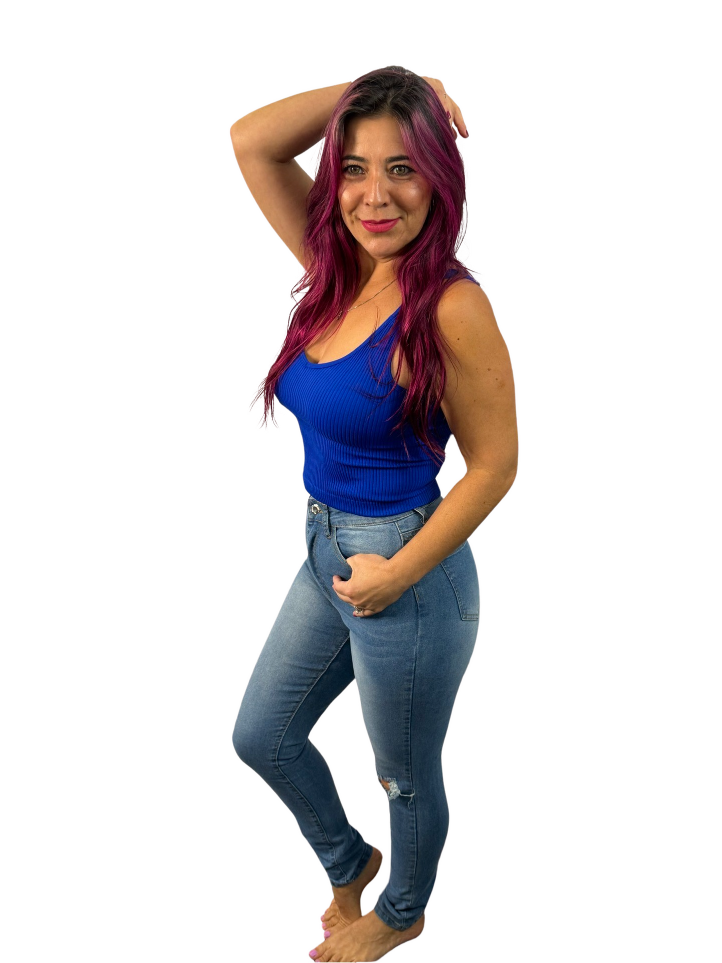 Royal Blue Ribbed Crop Top