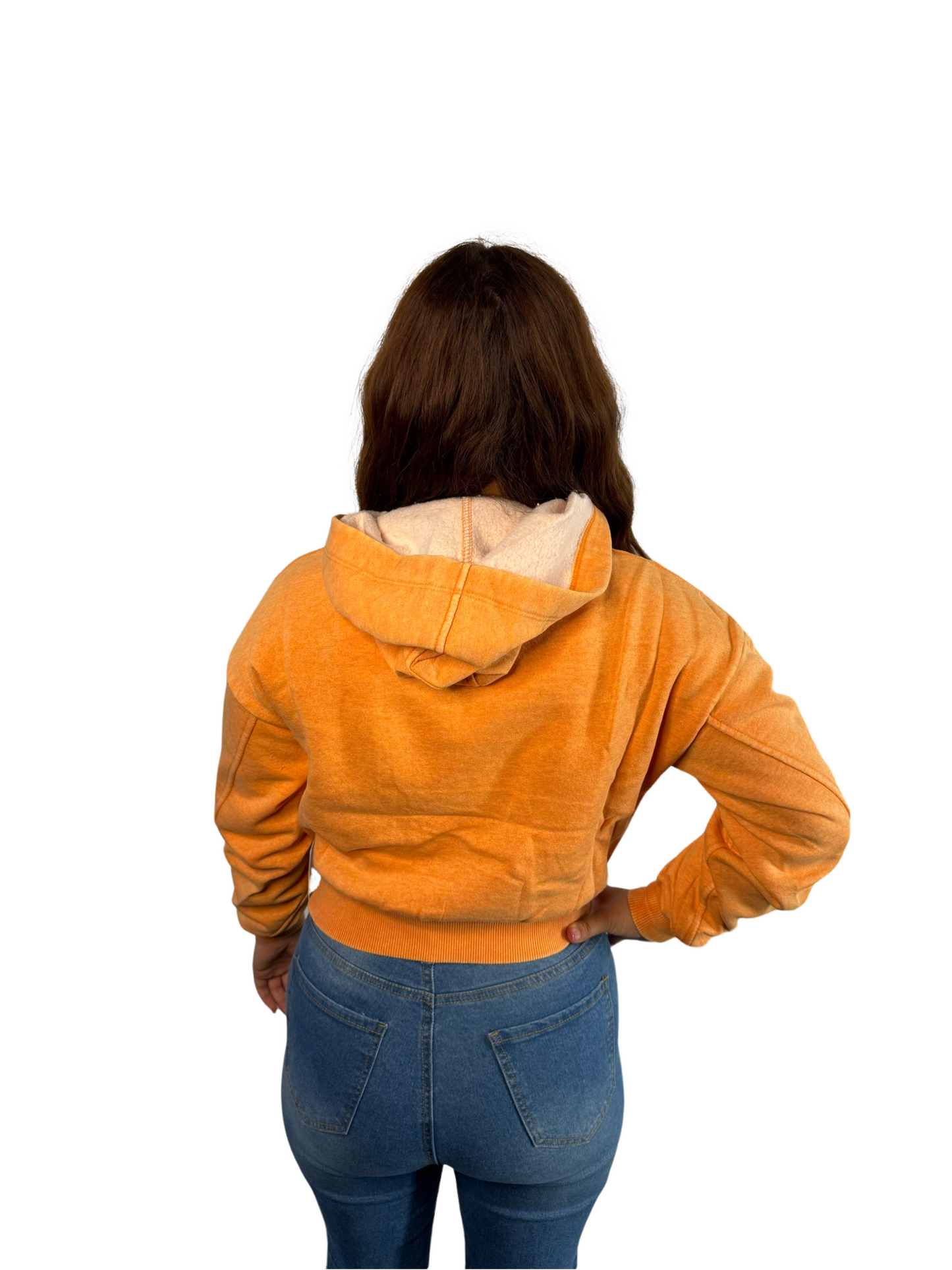Orange Cropped Hoodie