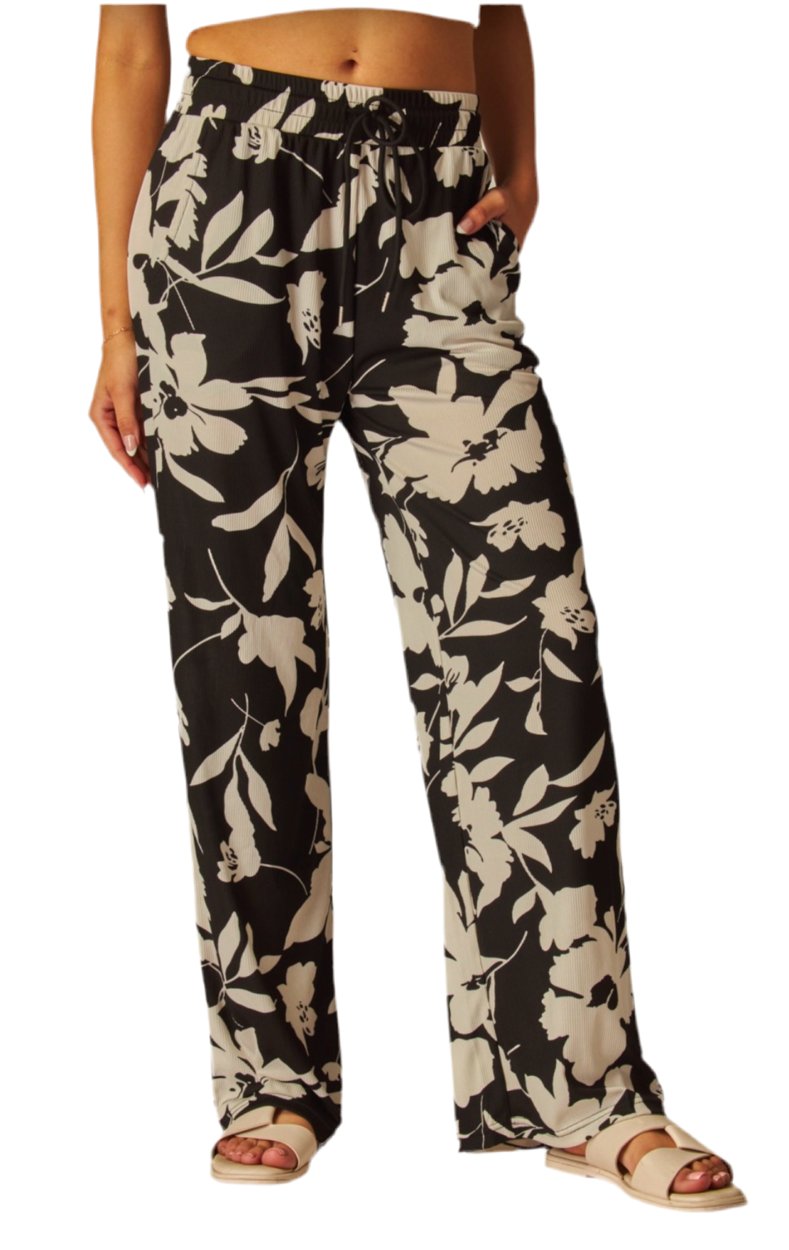 Floral Print Drawstring Pants
