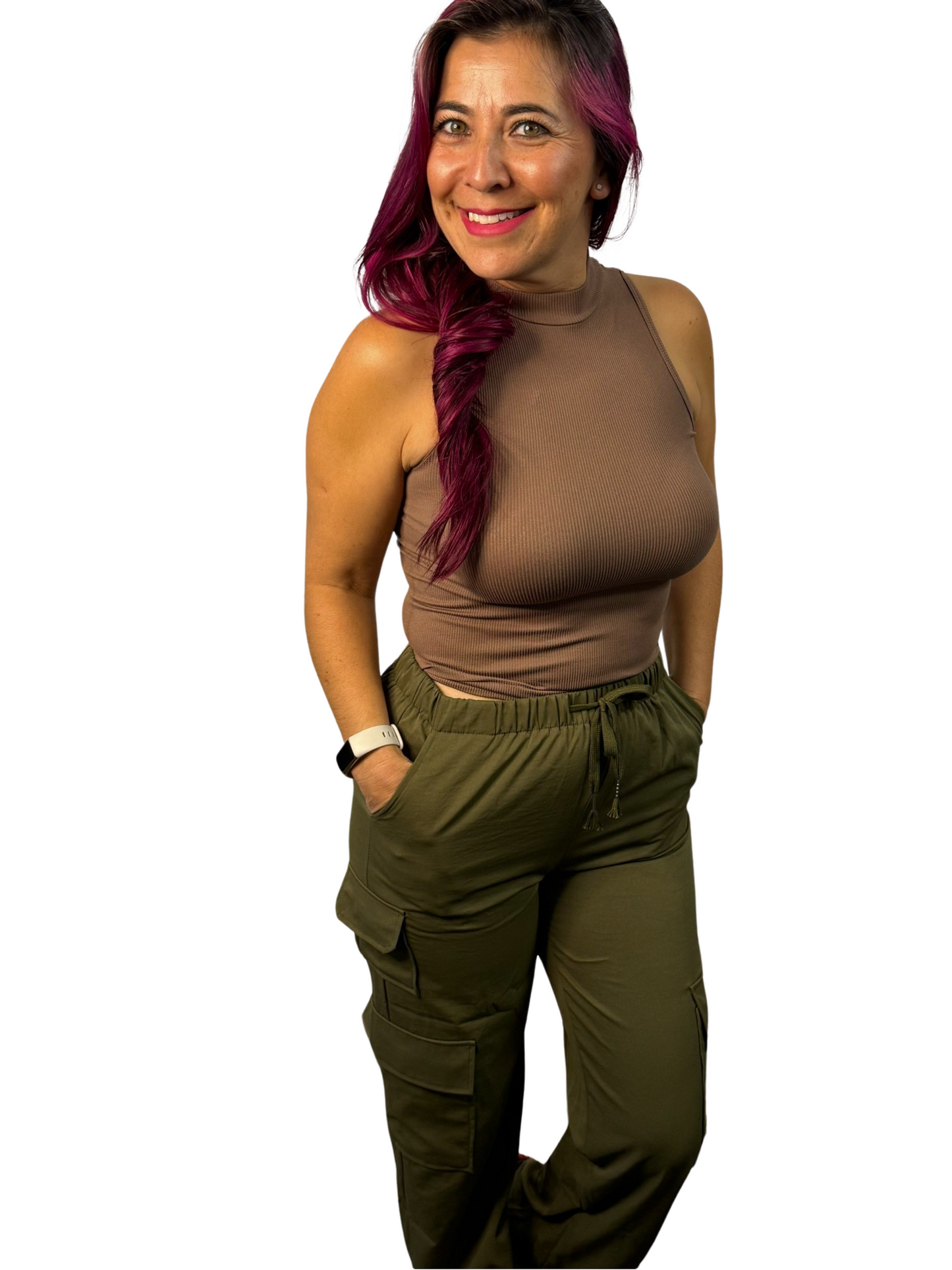 Mocha Ribbed Mock Neck Top