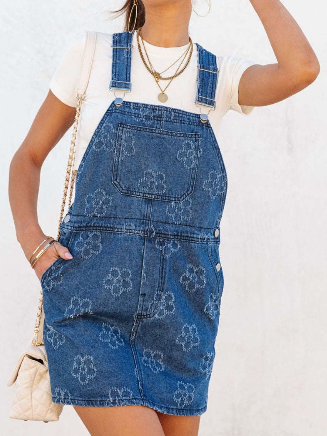 A Happy Day Dream Denim Overall Dress with Pockets
