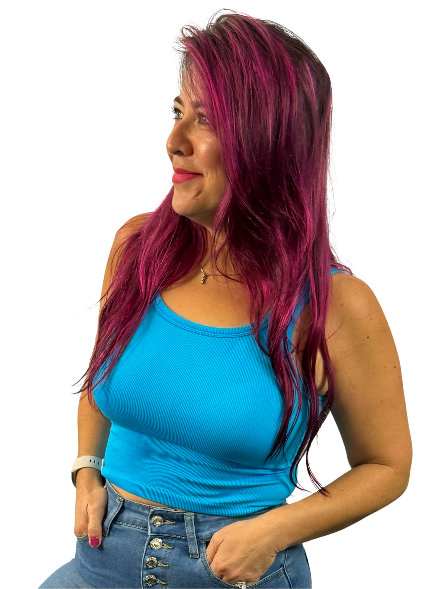Sky Blue Square Neck Crop Top