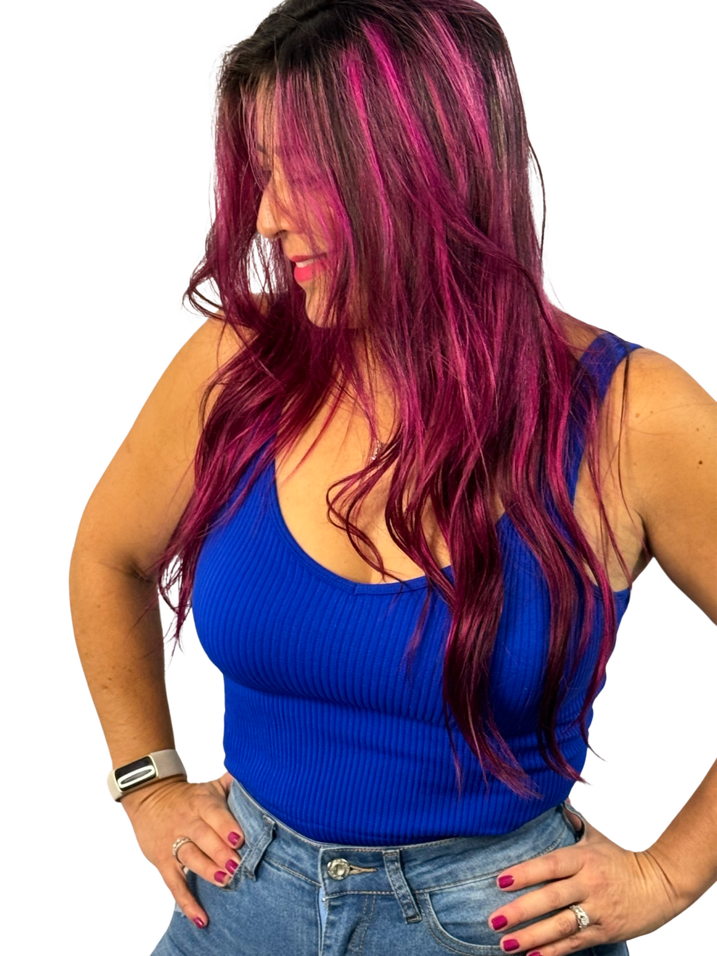 Royal Blue Ribbed Crop Top