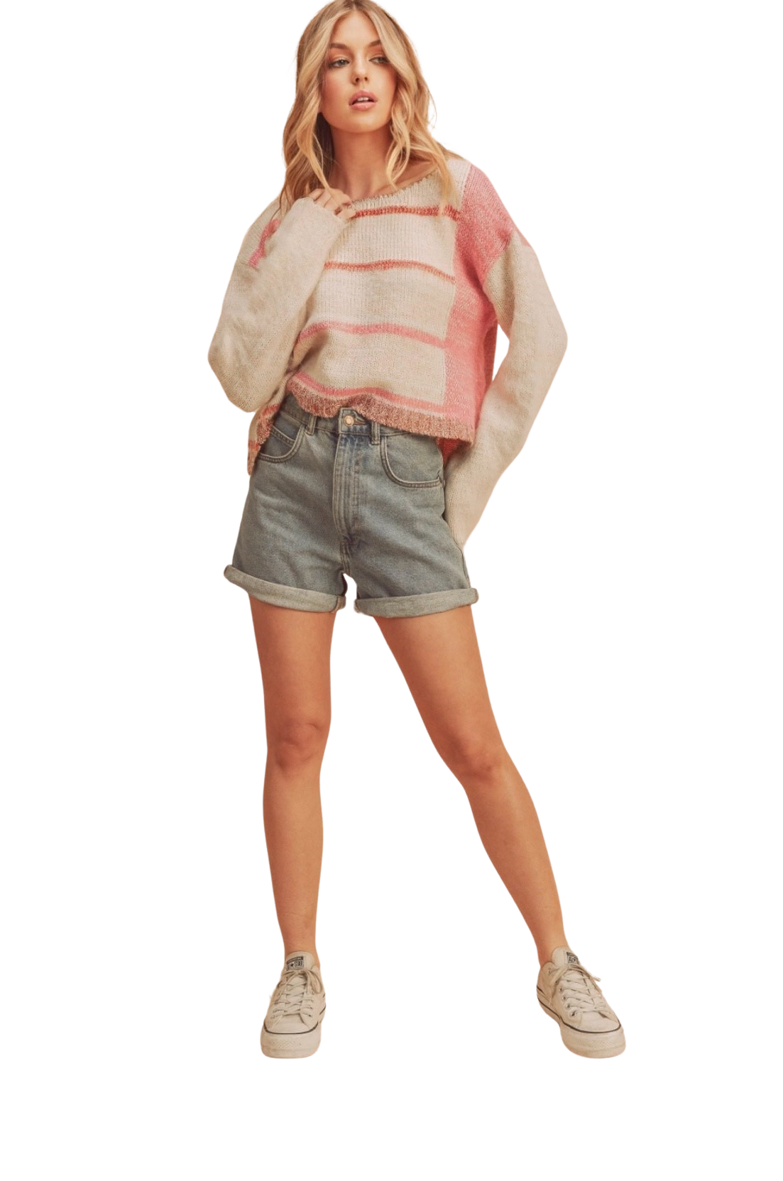 Mocha Knit Striped Pullover Sweater