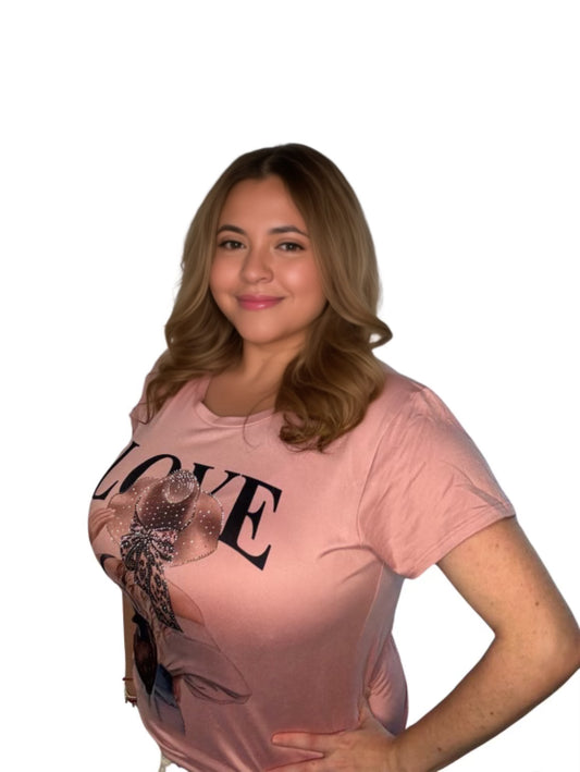 Love 2 Graphic Top, Plus Size