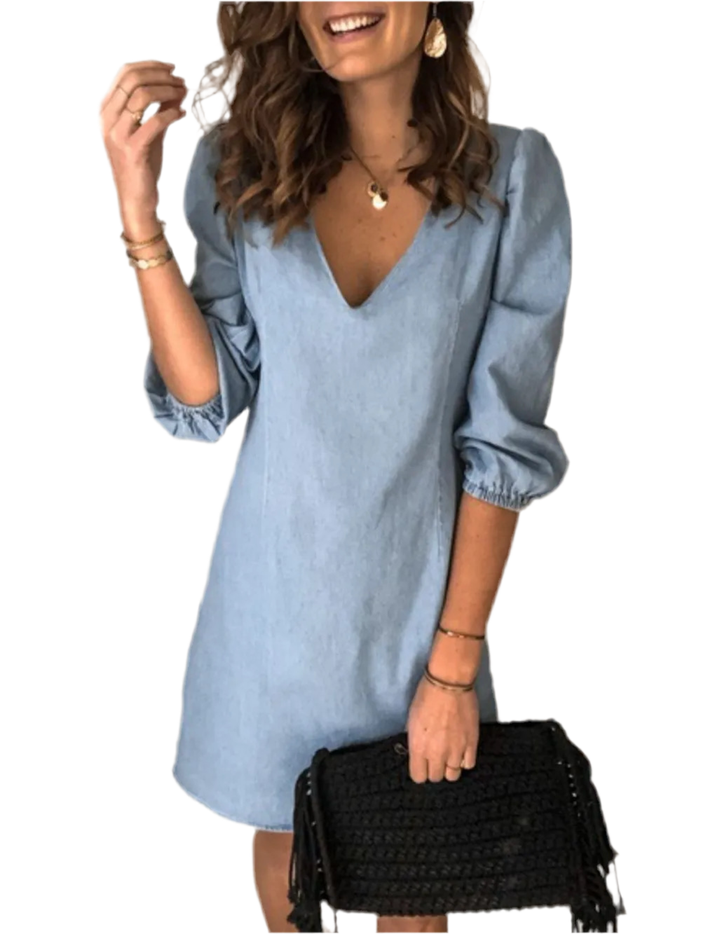 V Neck Half Sleeve Dress