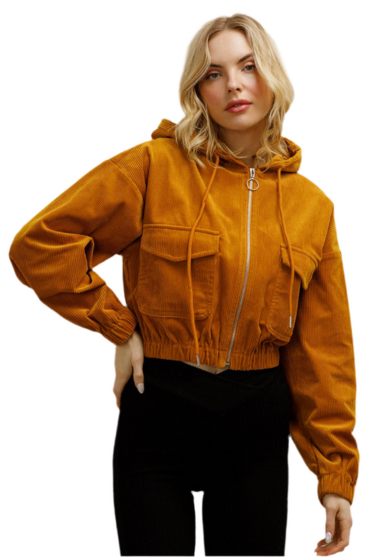 A Corduroy Cropped Jacket Yellow