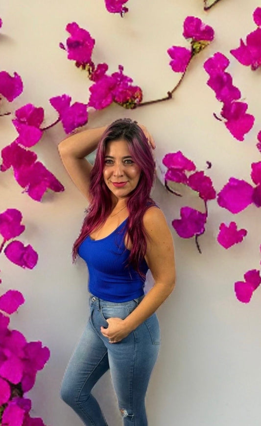 Royal Blue Ribbed Crop Top