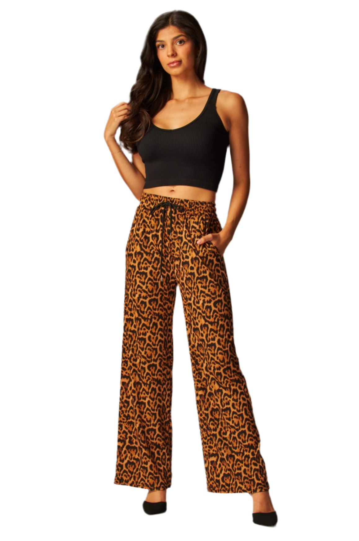 Leopard Print Drawstring Pants