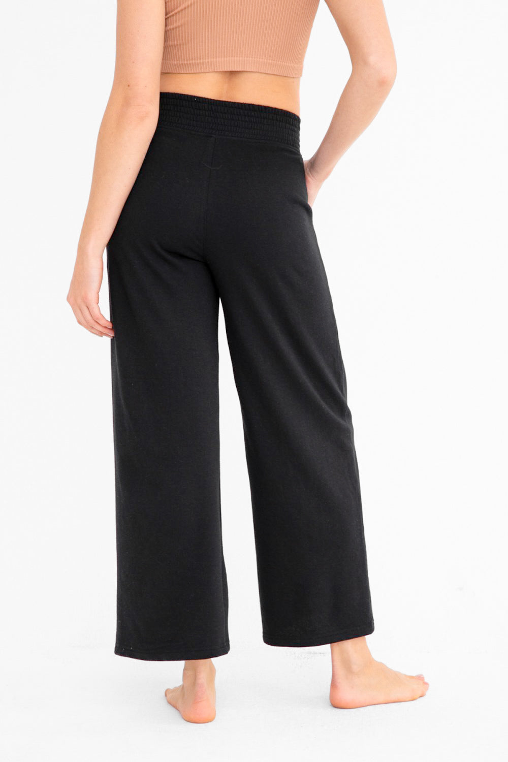 Ribbed Crossover Wide Leg Pants
