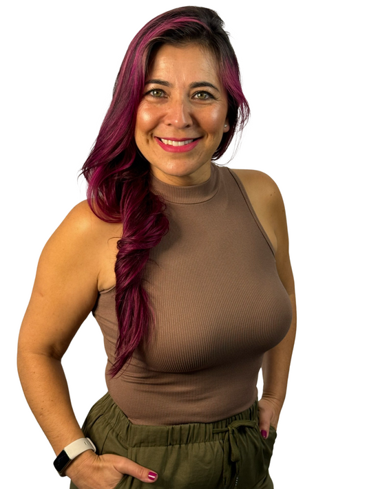 Mocha Ribbed Mock Neck Top