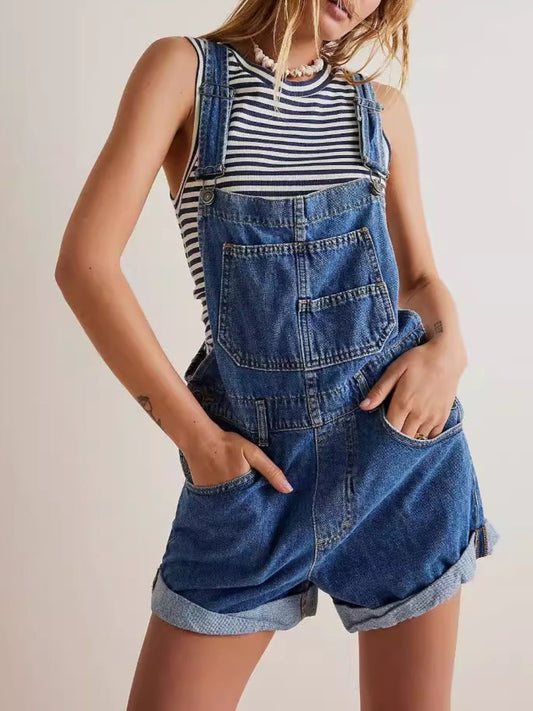 A Day Dreamer’s Denim Short Overalls