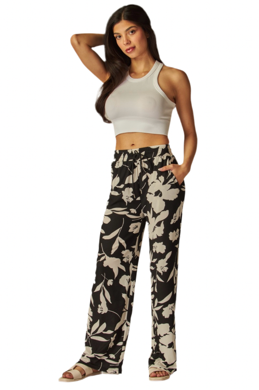 Floral Print Drawstring Pants