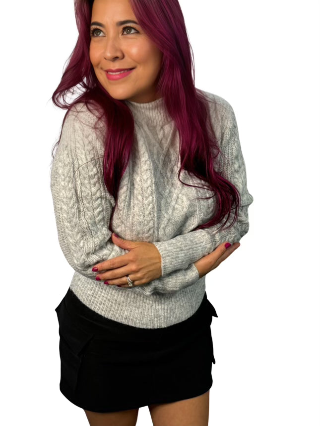 Grey Cable Knit Sweater