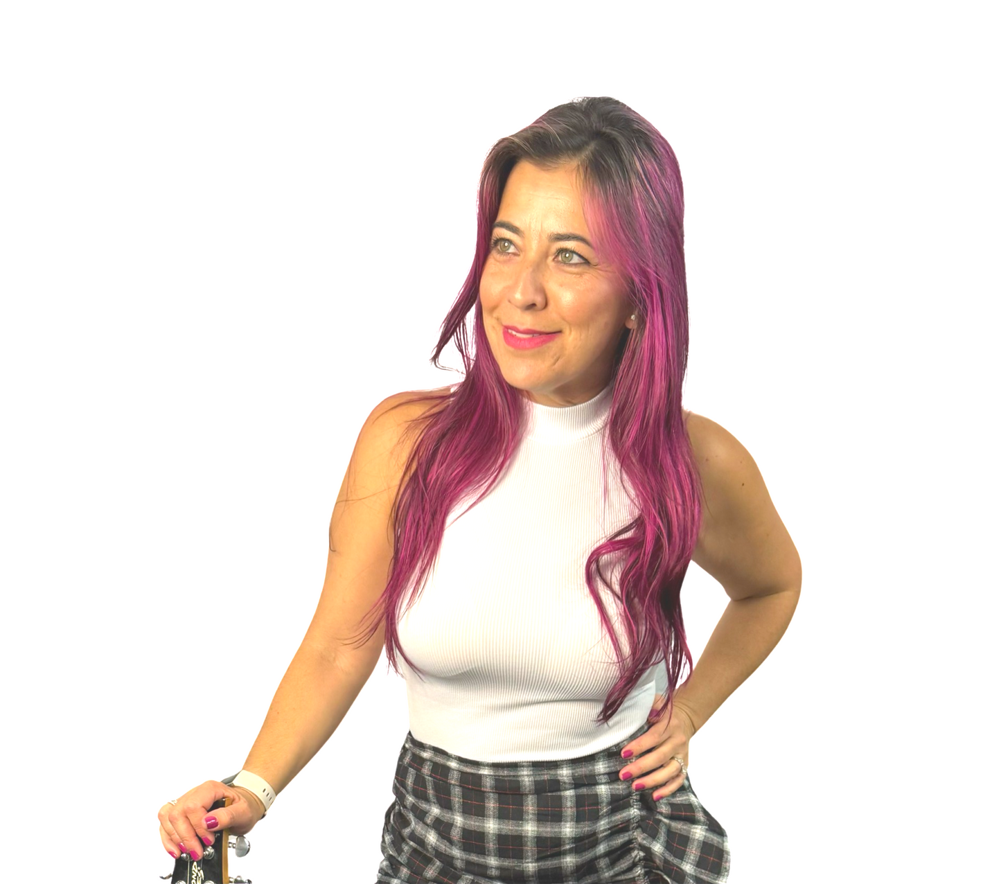 White Ribbed Mock Neck Top