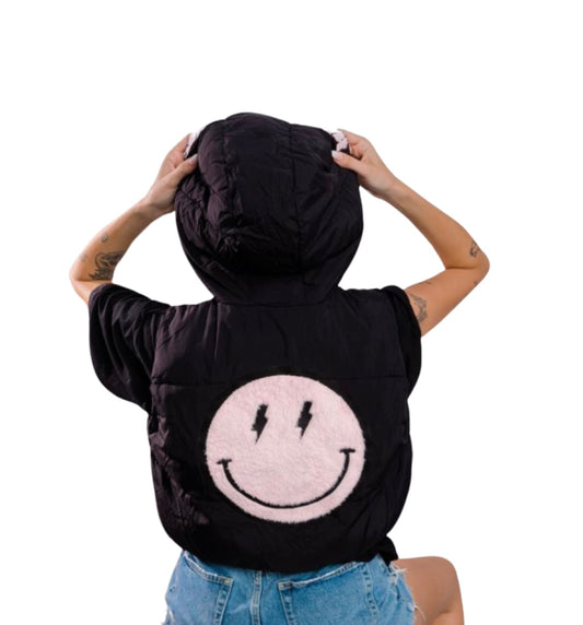 Happy Vest, Black & Pink