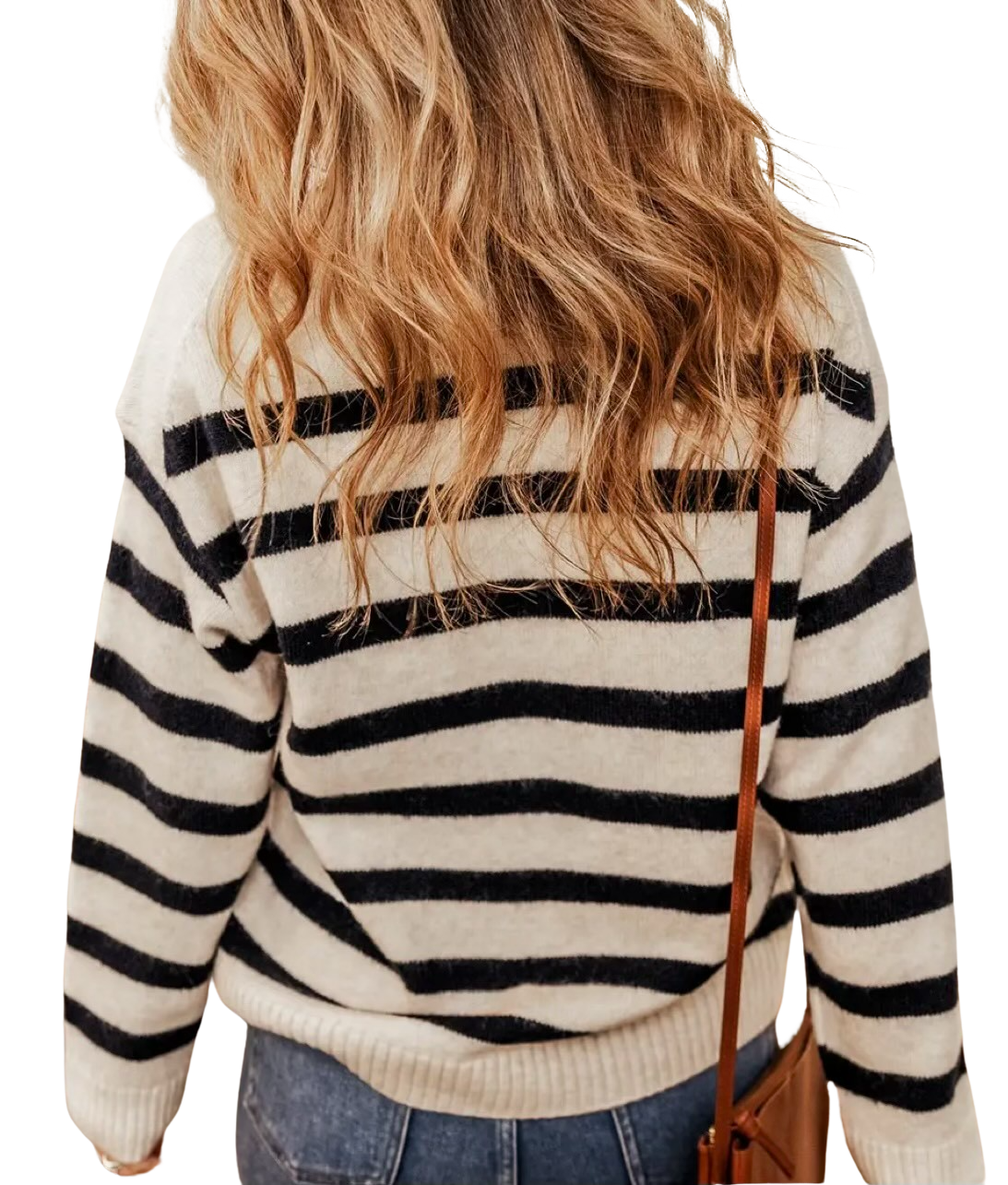 Apricot Striped Knit Sweater