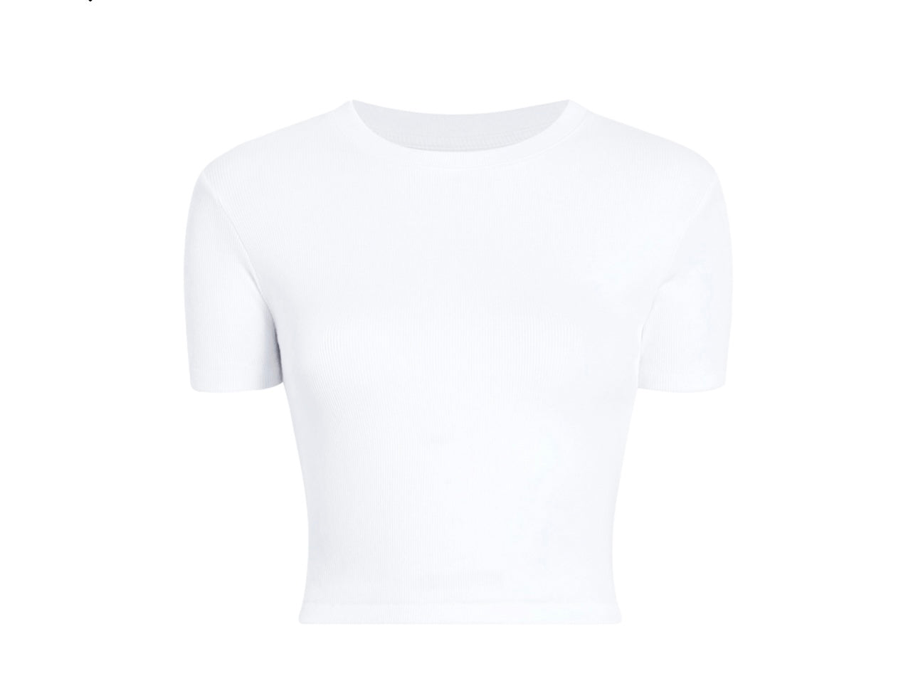 White Seamless Ribbed Short Sleeve Top