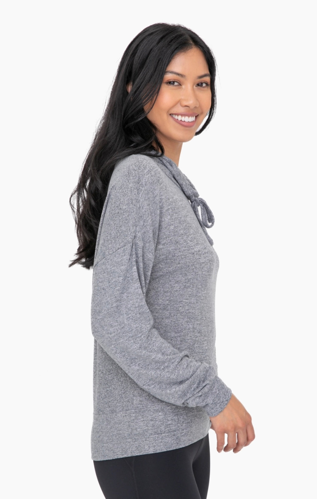 Grey Brushed Cowl Neck Pullover